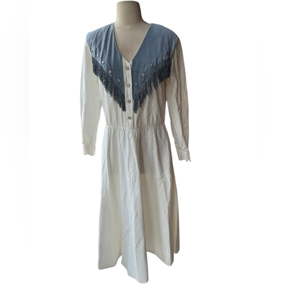 Vintage Lilia Smitty 100% Cotton Western Fringe Dress‎